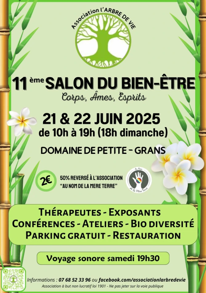 Nouvel évènement pour Harmonieusement Vôtre qui participera au Salon Bien-Être organisé par l'Arbre de Vie, les 21 & 22 juin 2025 au Domaine de Petite à Grans