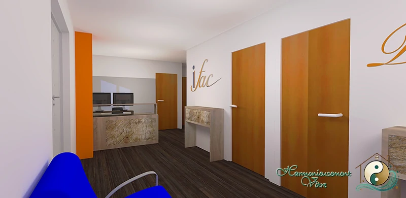 Visuel 3D mettant en scène la proposition d'une ambiance contrastée - Vue Accueil