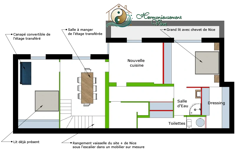 Modifications envisagées pour le projet au Rez-de-Chaussée