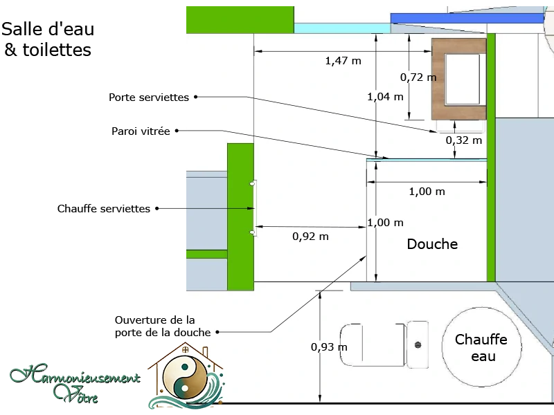 Nouveau plan d'agencement du Rez-de-Chaussée – Détail de la Salle d’Eau