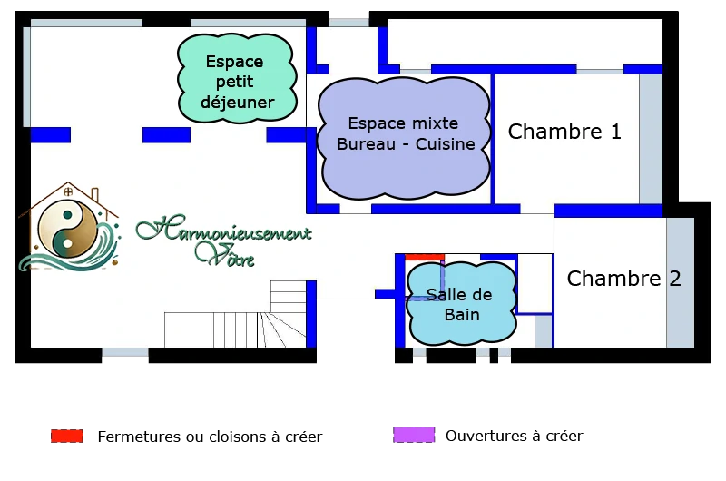 Zoning de l’étage de ce projet de ce Projet de Design d’Espace