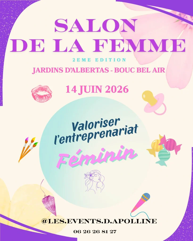 Harmonieusement Vôtre participera au salon de la FEMME le 14 juin 2026. Ce salon aura lieu aux Jardins d'Albertas - Bouc Bel Air - qui est organisé par les Events d'Apolline